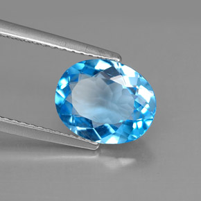 2.87 ct Blue Topaz Stone, Natural Topaz in Oval Facet Shape for Sale