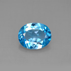 2.76 ct Blue Topaz Gemstone, Topaz Gem in Oval Facet Shape for Sale.