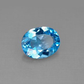 2.76 ct Blue Topaz Stone, Natural Topaz in Oval Facet Shape for Sale