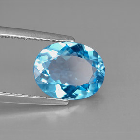 2.83 ct Blue Topaz Stone, Natural Topaz in Oval Facet Shape for Sale