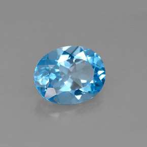 2.90 ct Blue Topaz Stone, Natural Topaz in Oval Facet Shape for Sale