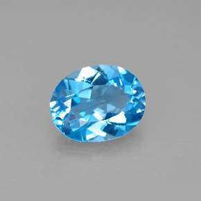 2.74 ct Blue Topaz Gemstone, Topaz Gem in Oval Facet Shape for Sale.