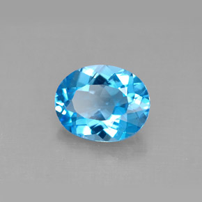 2.74 ct Blue Topaz Stone, Natural Topaz in Oval Facet Shape for Sale