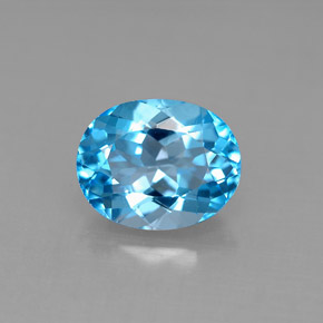 3.32 ct Blue Topaz Gemstone, Topaz Gem in Oval Facet Shape for Sale.