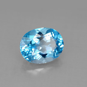 3.32 ct Blue Topaz Stone, Natural Topaz in Oval Facet Shape for Sale