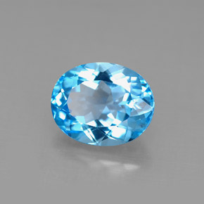 3.54 ct Blue Topaz Stone, Natural Topaz in Oval Facet Shape for Sale