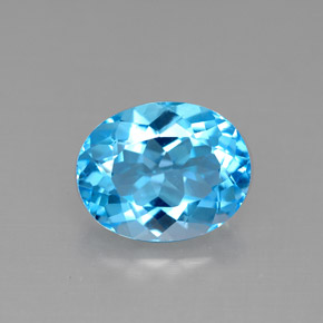 3.23 ct Blue Topaz Gemstone, Topaz Gem in Oval Facet Shape for Sale.