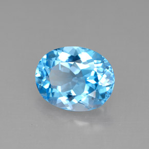 3.23 ct Blue Topaz Stone, Natural Topaz in Oval Facet Shape for Sale