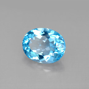 3.36 ct Blue Topaz Stone, Natural Topaz in Oval Facet Shape for Sale