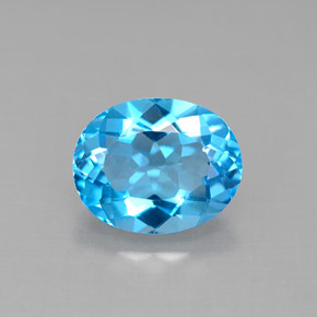 3.31 ct Blue Topaz Gemstone, Topaz Gem in Oval Facet Shape for Sale.