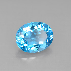 3.31 ct Blue Topaz Stone, Natural Topaz in Oval Facet Shape for Sale