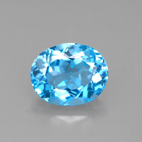 3.59 ct Blue Topaz Gemstone, Topaz Gem in Oval Facet Shape for Sale.