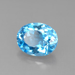 3.59 ct Blue Topaz Stone, Natural Topaz in Oval Facet Shape for Sale