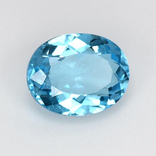 2.97 ct Blue Topaz Stone, Natural Topaz in Oval Facet Shape for Sale