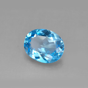 2.90 ct Blue Topaz Stone, Natural Topaz in Oval Facet Shape for Sale