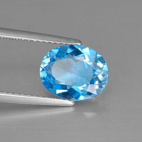 2.93 ct Blue Topaz Stone, Natural Topaz in Oval Facet Shape for Sale