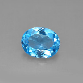 3.01 ct Blue Topaz Gemstone, Topaz Gem in Oval Facet Shape for Sale.