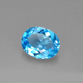 3.01 ct Blue Topaz Stone, Natural Topaz in Oval Facet Shape for Sale