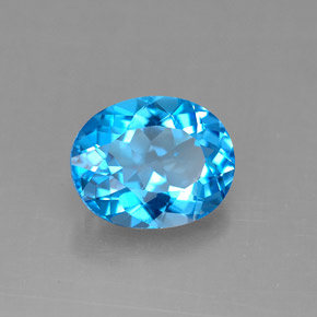 3.30 ct Blue Topaz Gemstone, Topaz Gem in Oval Facet Shape for Sale.