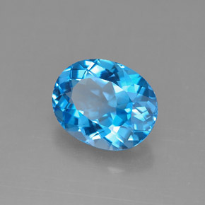 3.30 ct Blue Topaz Stone, Natural Topaz in Oval Facet Shape for Sale
