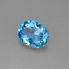 3.14 ct Blue Topaz Gemstone, Topaz Gem in Oval Facet Shape for Sale.
