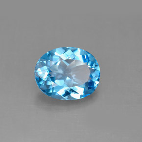 3.14 ct Blue Topaz Stone, Natural Topaz in Oval Facet Shape for Sale