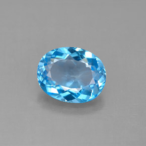 3.11 ct Blue Topaz Gemstone, Topaz Gem in Oval Facet Shape for Sale.