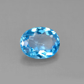 3.11 ct Blue Topaz Stone, Natural Topaz in Oval Facet Shape for Sale