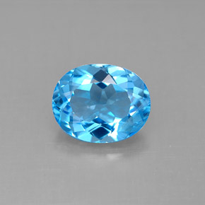 3.28 ct Blue Topaz Gemstone, Topaz Gem in Oval Facet Shape for Sale.