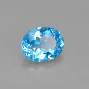 3.28 ct Blue Topaz Stone, Natural Topaz in Oval Facet Shape for Sale