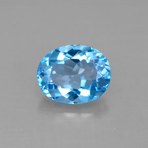 3.40 ct Blue Topaz Gemstone, Topaz Gem in Oval Facet Shape for Sale.
