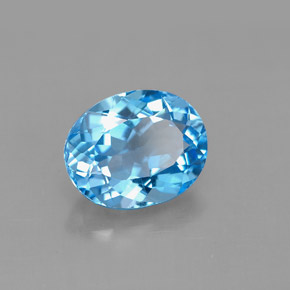 3.40 ct Blue Topaz Stone, Natural Topaz in Oval Facet Shape for Sale
