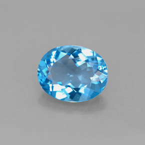 3.03 ct Blue Topaz Gemstone, Topaz Gem in Oval Facet Shape for Sale.