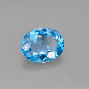 3.03 ct Blue Topaz Stone, Natural Topaz in Oval Facet Shape for Sale