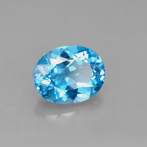 3.29 ct Blue Topaz Stone, Natural Topaz in Oval Facet Shape for Sale