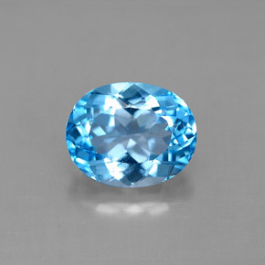 3.66 ct Blue Topaz Gemstone, Topaz Gem in Oval Facet Shape for Sale.