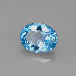 3.66 ct Blue Topaz Stone, Natural Topaz in Oval Facet Shape for Sale