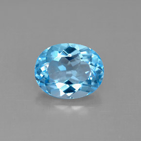 3.29 ct Blue Topaz Gemstone, Topaz Gem in Oval Facet Shape for Sale.
