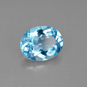 3.29 ct Blue Topaz Stone, Natural Topaz in Oval Facet Shape for Sale