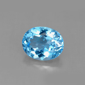 3.53 ct Blue Topaz Gemstone, Topaz Gem in Oval Facet Shape for Sale.