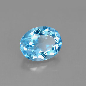 3.53 ct Blue Topaz Stone, Natural Topaz in Oval Facet Shape for Sale