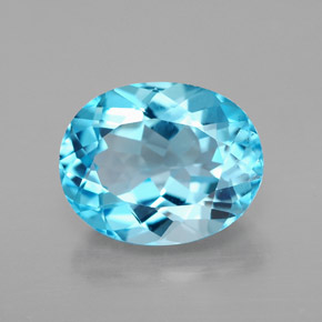 3.28 ct Blue Topaz Gemstone, Topaz Gem in Oval Facet Shape for Sale.