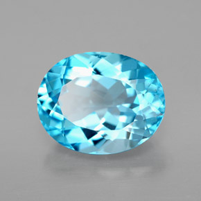 3.28 ct Blue Topaz Stone, Natural Topaz in Oval Facet Shape for Sale