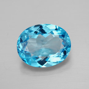 3.23 ct Blue Topaz Gemstone, Topaz Gem in Oval Facet Shape for Sale.