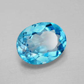 3.23 ct Blue Topaz Stone, Natural Topaz in Oval Facet Shape for Sale