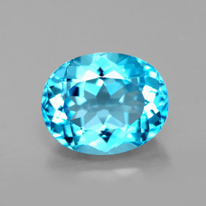 3.46 ct Blue Topaz Gemstone, Topaz Gem in Oval Facet Shape for Sale.