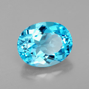 3.46 ct Blue Topaz Stone, Natural Topaz in Oval Facet Shape for Sale