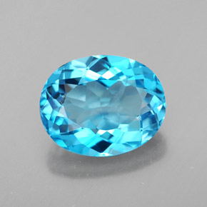 3.42 ct Blue Topaz Gemstone, Topaz Gem in Oval Facet Shape for Sale.
