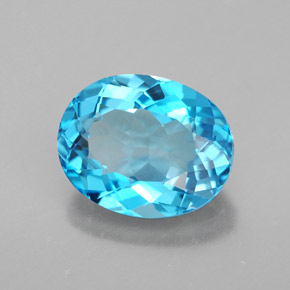 3.42 ct Blue Topaz Stone, Natural Topaz in Oval Facet Shape for Sale