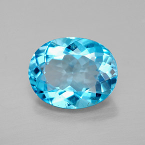 3.10 ct Blue Topaz Gemstone, Topaz Gem in Oval Facet Shape for Sale.
